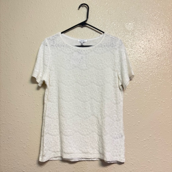 Reiss Rayee Off White Lace T Shirt - Picture 1 of 5